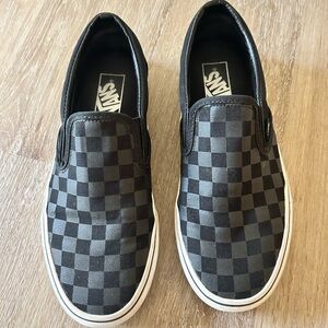 Vans Woman’s 8.5 Classic Slip-On Black and White Checkerboard Sneakers